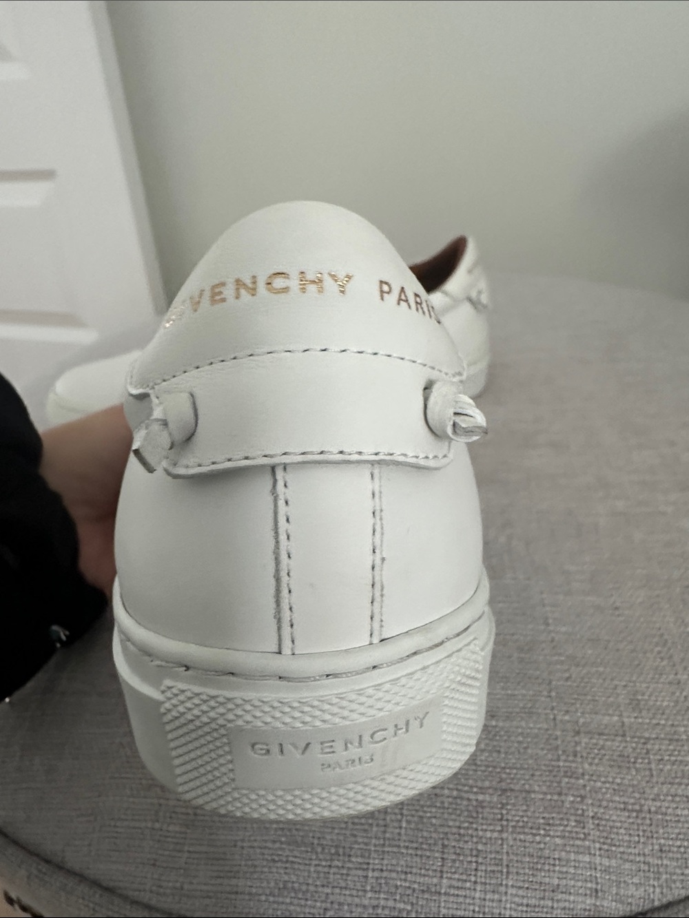 Givenchy White Leather Sneakers with Black Logo Band - Picture 3 of 6